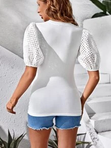 SHEIN Maternidad Camiseta de manga farol - Blanco - Ver 2