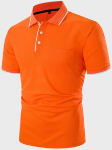 Manfinity Homme Men Contrast Trim Polo Shirt - Orange - View 1