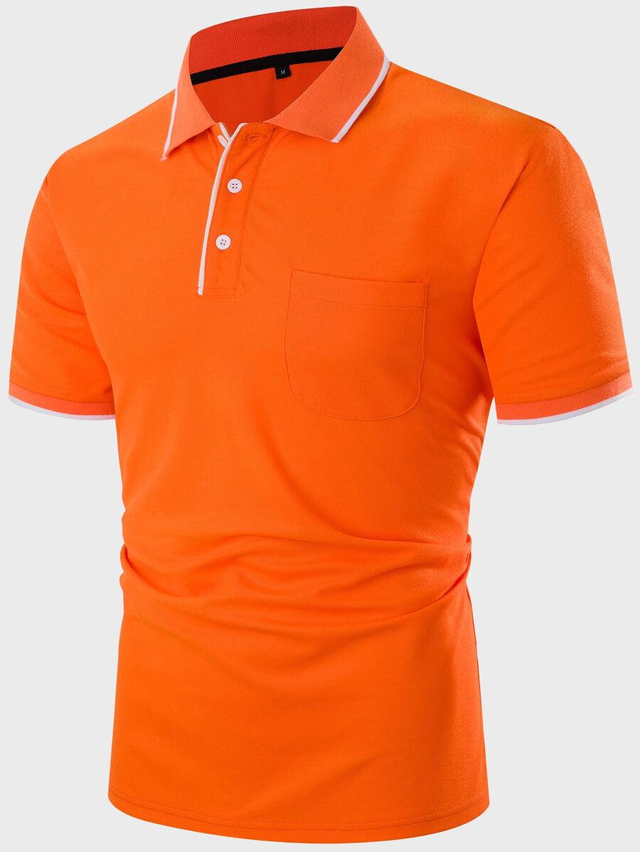 Manfinity Homme Men Contrast Trim Polo Shirt - Orange - View 1