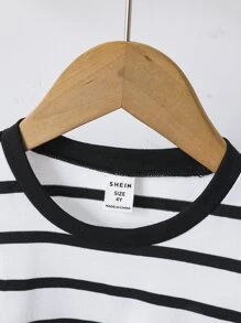 Toddler Boys 2pcs Striped Tee - Black and White - View 5