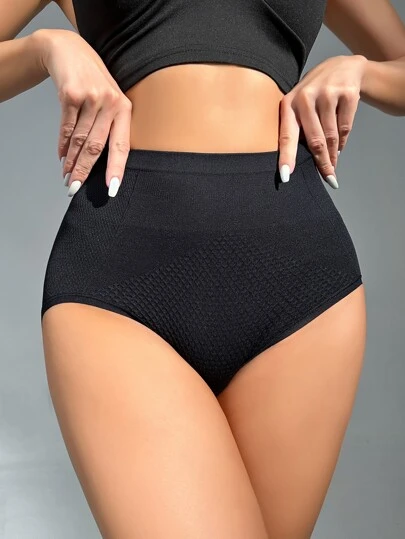 Snug Zone Women's Black High Waisted Shapewear Briefs Comfortable Plus Size Underwear