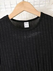 Chicas Vestido bajo con fruncido - Negro - Ver 3