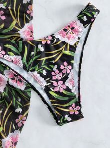 花卉束帶夏季海灘比基尼套裝與沙灘裙 - 彩色 - 查看 7