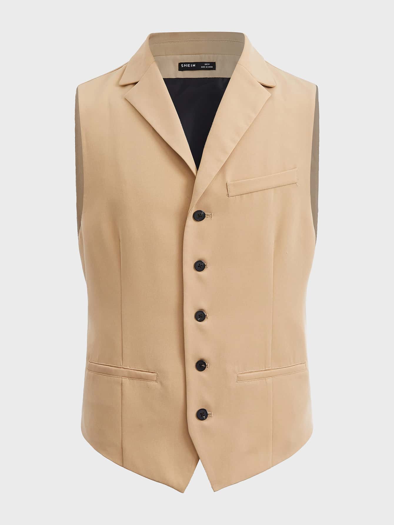 Manfinity Men Lapel Collar Single Breasted Blazer Vest - Khaki - View 1
