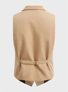 Manfinity Men Lapel Collar Single Breasted Blazer Vest - Khaki - View 2