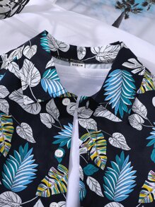 Boys Tropical Print Button Front Hawaiian Shirt - Multicolor - View 4