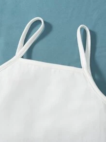 小女童雙色西裝領襯衫和短褲和吊帶上衣