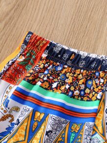 Bebé Top de tirantes con estampado floral ribete con fruncido con pantalones & Accesorio Diadema - Multicolor - Ver 7