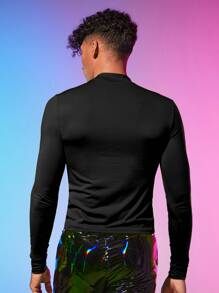 FeverCity 男士鏤空小高領T恤 - 黑色 - 查看 8