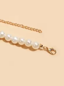 Elegant 1pc Women's Multilayer Faux Pearl Wave Tassel Belt Chain, Faux Pearl Beaded Waist Chain 105cm Halloween Summer, School Fall, Autumn, Halloween - White - View 3