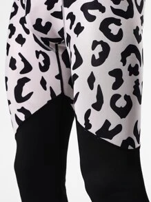 Men Two Tone Leopard Print Sports Tights - Multicolor - View 6