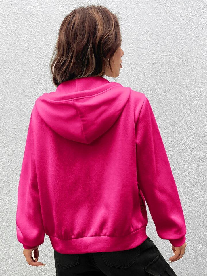 SHEIN Coolane Figure u0026 Slogan Graphic Zip Up Drawstring Hoodie | SHEIN