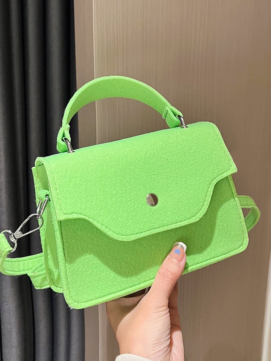 Mini Neon Green Flap Square Bag - Green - View 1
