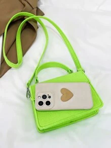 Mini Neon Green Flap Square Bag - Green - View 4