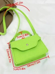 Mini Neon Green Flap Square Bag - Green - View 3