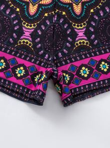 Swim Lushoire Tankini con estampado total y dobladillo de pañuelo, playa de verano - Multicolor - Ver 8