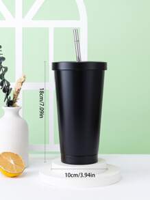 1入組不銹鋼保溫瓶帶1入組草編 - 黑色 - 查看 2