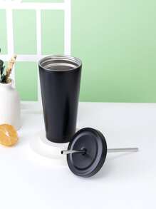 1入組不銹鋼保溫瓶帶1入組草編 - 黑色 - 查看 3