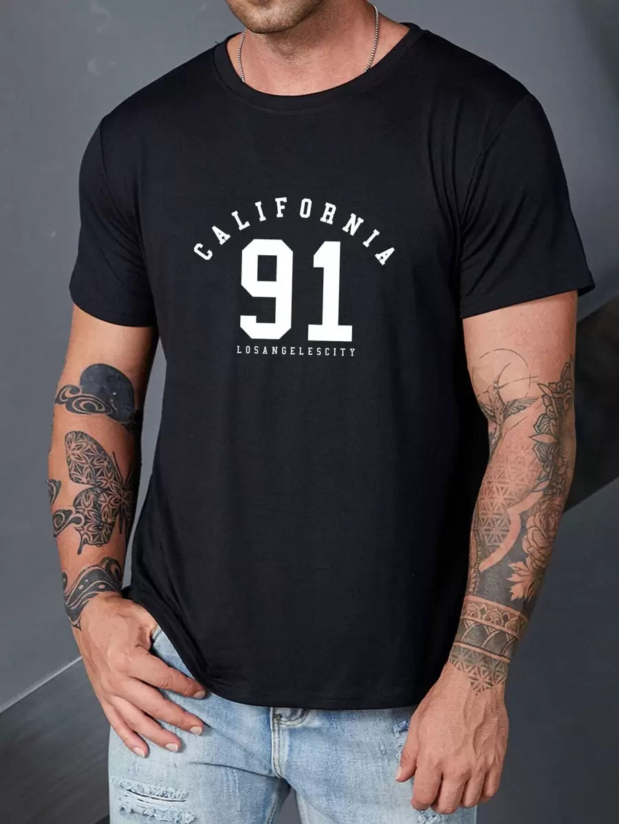 Aesthetic Post--Men Letter Graphic Tee - Black - View 1