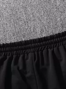 Manfinity Homme Loose Men's Expression Print Drawstring Waist Shorts - Black - View 5