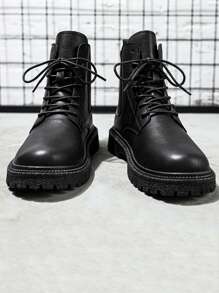 Men Lace-up Front Chelsea Boots - Black - View 2