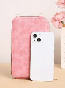 Minimalist Zipper Phone Wallet Wallet - Pink - View 4