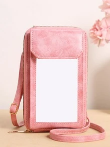 Minimalist Zipper Phone Wallet Wallet - Pink - View 5