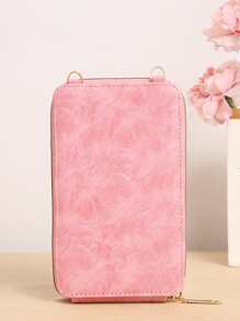 Minimalist Zipper Phone Wallet Wallet - Pink - View 7