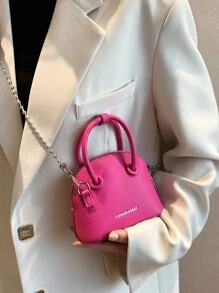 Mini bolsa llavero con forma de concha en cadena, personalizada para pintalabios y monedas - Rosa Fucsia - Ver 2