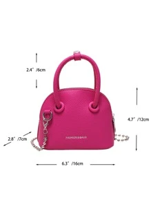 Mini bolsa llavero con forma de concha en cadena, personalizada para pintalabios y monedas - Rosa Fucsia - Ver 3