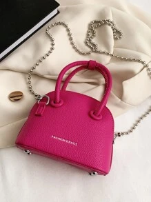Mini bolsa llavero con forma de concha en cadena, personalizada para pintalabios y monedas - Rosa Fucsia - Ver 4