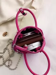 Mini bolsa llavero con forma de concha en cadena, personalizada para pintalabios y monedas - Rosa Fucsia - Ver 5