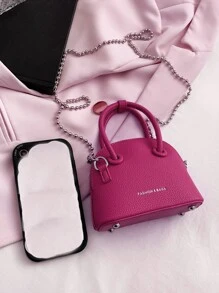 Mini bolsa llavero con forma de concha en cadena, personalizada para pintalabios y monedas - Rosa Fucsia - Ver 6
