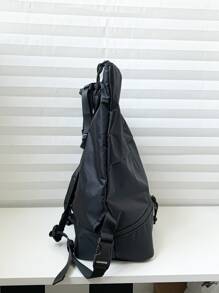 15.6inch Foldable Men Minimalist Release Buckle Decor Classic Backpack - Black - View 6