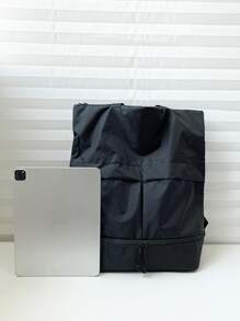 15.6inch Foldable Men Minimalist Release Buckle Decor Classic Backpack - Black - View 4