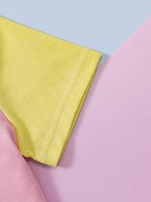 年輕女孩彩虹印花t恤和連體衣 - 藍色 - 查看 5