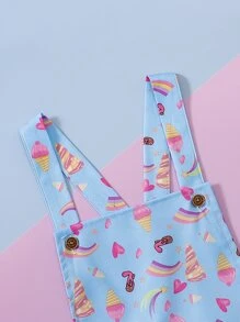 年輕女孩彩虹印花t恤和連體衣 - 藍色 - 查看 7