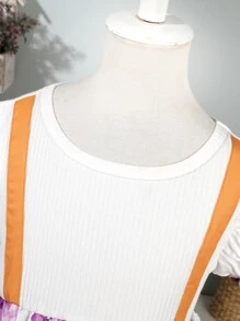 小女童印花泡泡袖洋裝