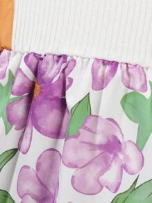 小女童印花泡泡袖洋裝