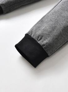 SHEIN Toddler Boys Colourblock Elastic Waist Joggers - Grey - View 3
