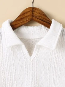 SHEIN Toddler Girls Solid Textured Tank Top - White - View 3