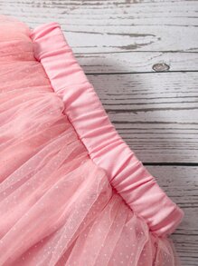 小女童荷葉邊T恤和網紗半身裙 - 淺粉色 - 查看 4