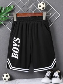 男孩字母圖案條紋飾邊短褲