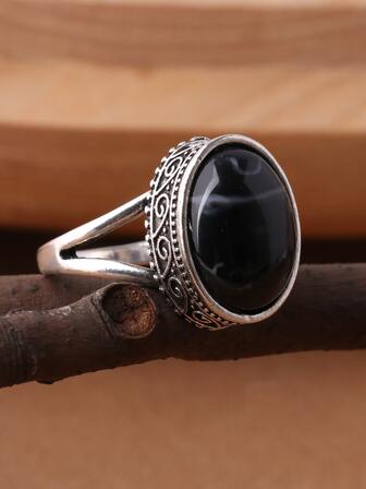 Inel Decor Oval Bijuterii Goth Punk