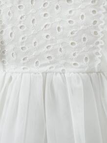 SHEIN 小女童荷葉邊網紗邊連衣裙