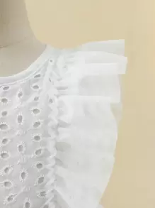 SHEIN 小女童荷葉邊網紗邊連衣裙