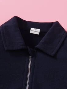 2件套女童纯色拉链Polo衫和短裤休闲套装+腰包