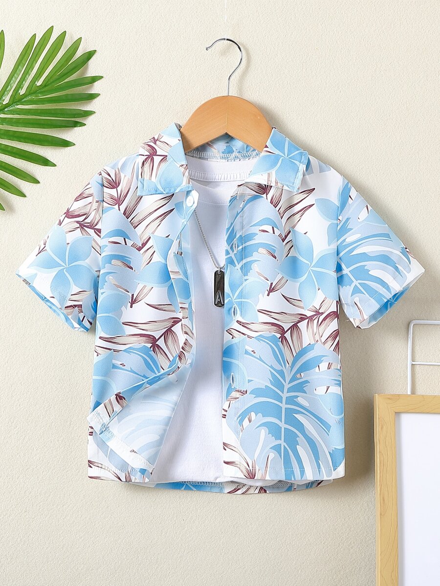 小男童熱帶圖案襯衫不帶T恤 - 彩色 - 查看 1