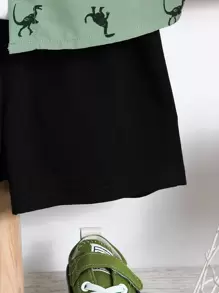 SHEIN 小男童恐龍印花襯衫和短褲不帶T恤 - 彩色 - 查看 6