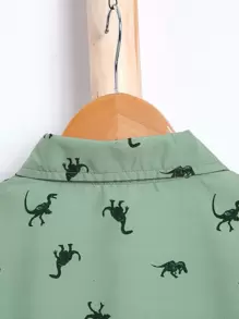 SHEIN 小男童恐龍印花襯衫和短褲不帶T恤 - 彩色 - 查看 7